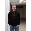 Kép 2/5 - Kapucnis pulóver - Fekete/Piros - XL